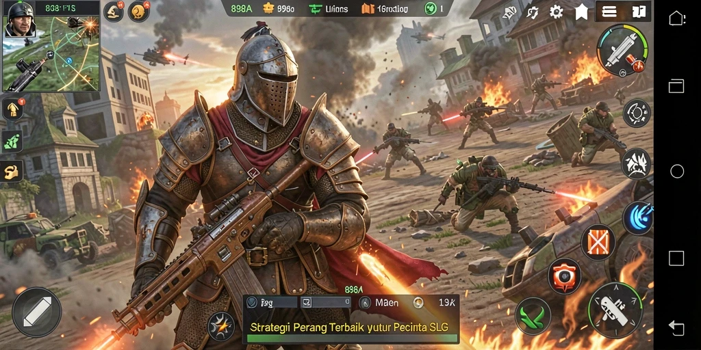Tangkapan layar gameplay 898A yang menampilkan aksi pertempuran SLG.