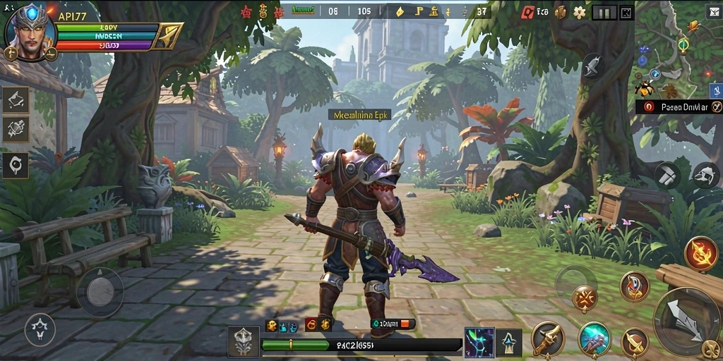 Screenshot utama API77 menampilkan aksi seru dalam pertempuran MMORPG.