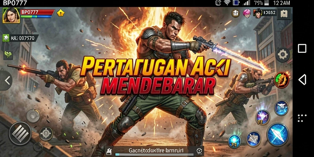 Screenshot gameplay BPO777 menampilkan pertarungan yang intens.