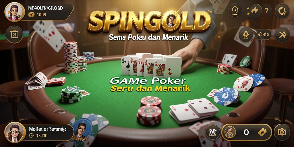 Tampilan layar SPINGOLD dengan gameplay poker yang seru.